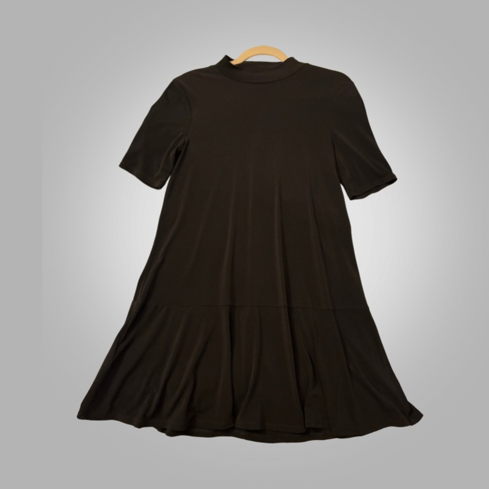 BCBGeneration Black Mock Neck Fit & Flare Dress Small
